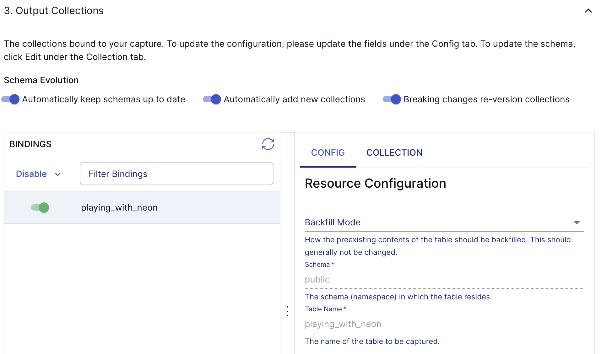 Selecting collections for replication in Estuary Flow